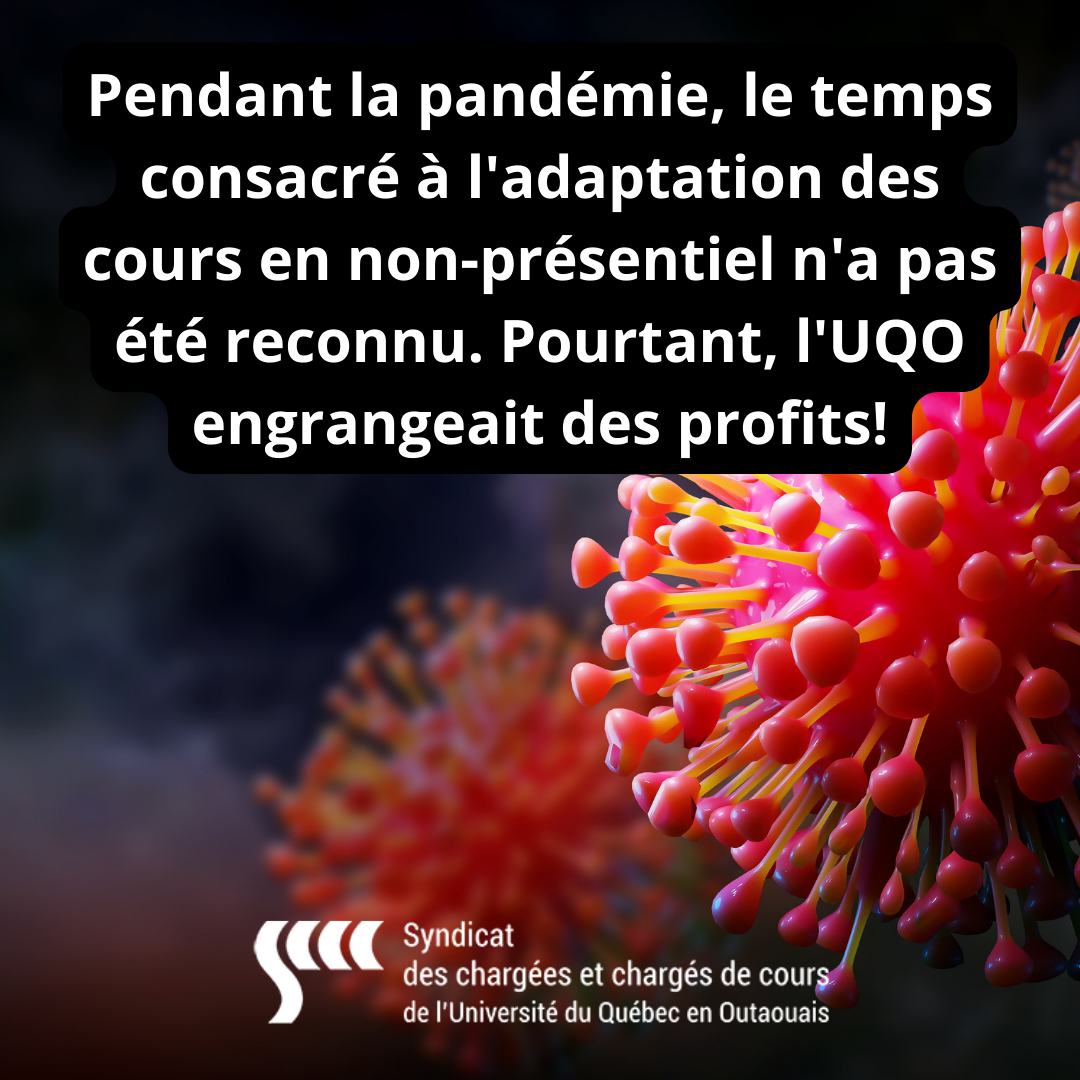 Pendant la pandémie, le temps pour adapter les cours en non-présentiel n'a pas été reconnu par l'UQO